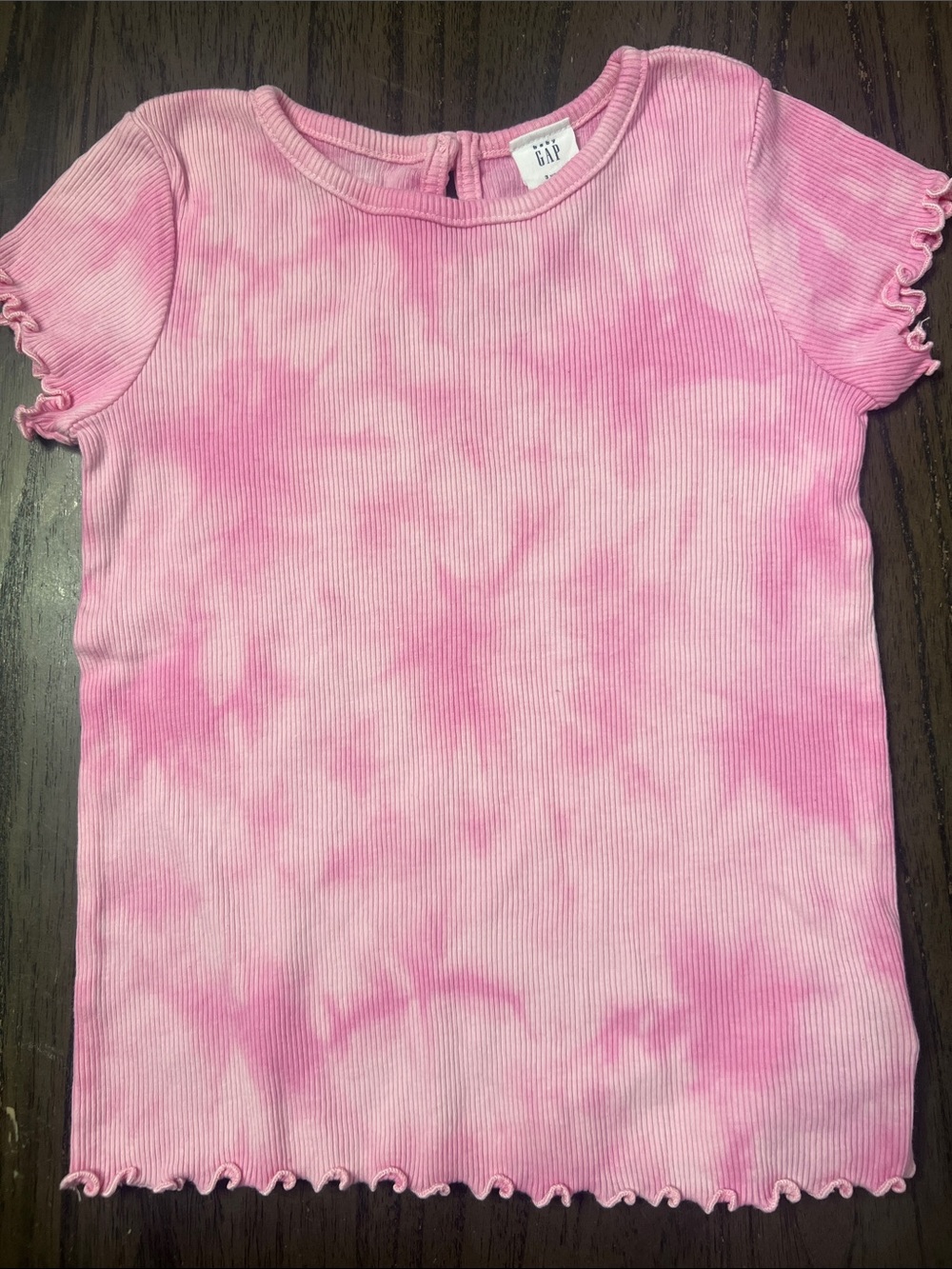 GAP Pink Tie-Dye Ribbed Short Sleeve Top